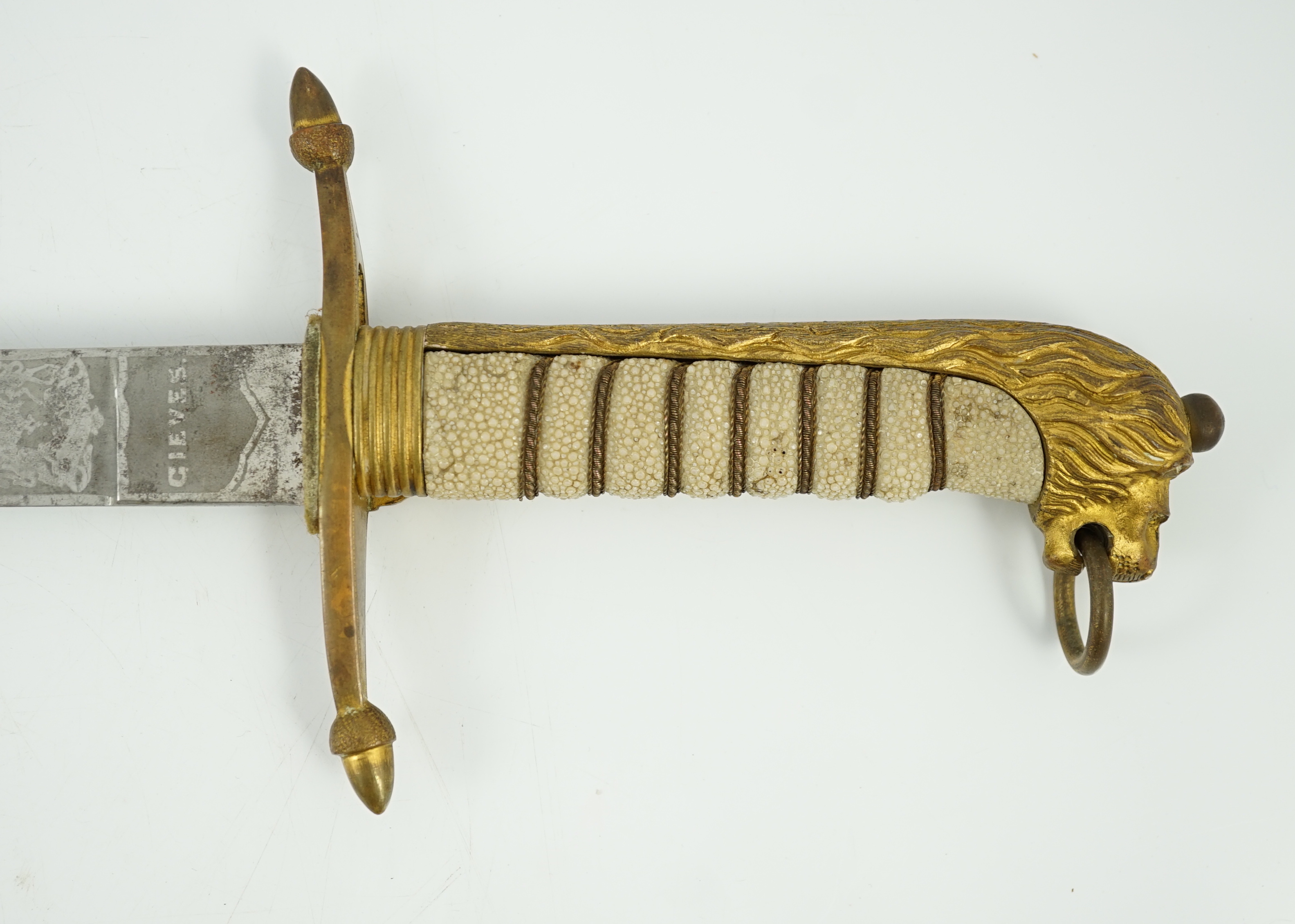 An early 20th century Royal Presentation midshipman's dirk, scabbard 60cm long, without scabbard 59.5cm long